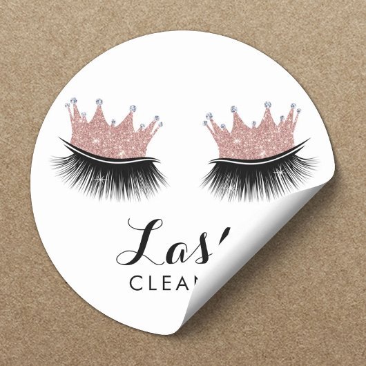 Lashes Cleaner Modern Roos Gold Crown Eyelash Ronde Sticker