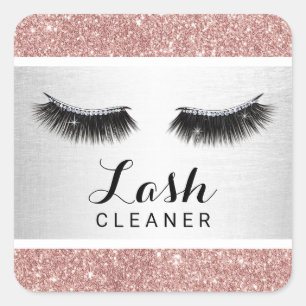 Lashes Cleaner Modern Roos Gouden Glitter Make-up Vierkante Sticker