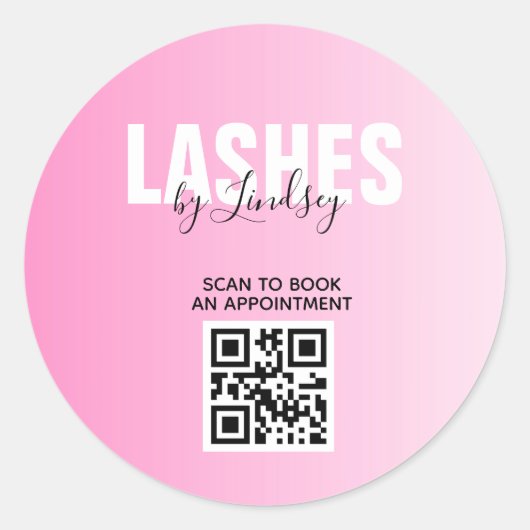 Lashes Custom Beauty Salon QR Code Business Ronde Sticker (Voorkant)