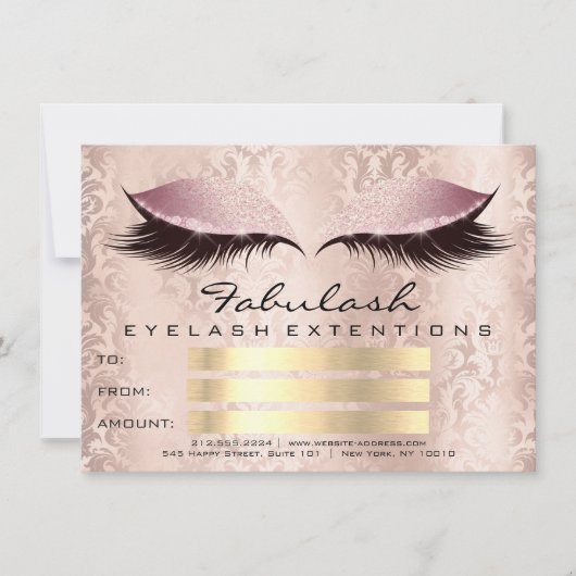 Lashes Damask roze Makeup Artist Certificate Gift (Voorkant)