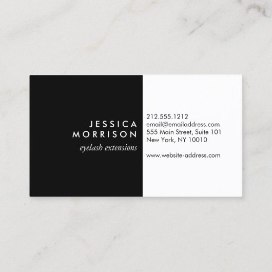 Lashes de Glam Script Texte or/noir Carte de visit (Dos)