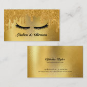 Lashes en Brows Elegant Script Gold Makeup Beauty Visitekaartje (Voorkant / Achterkant)