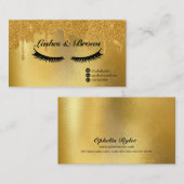 Lashes en Brows Elegant Script Gold Makeup Beauty Visitekaartje (Voorkant / Achterkant)