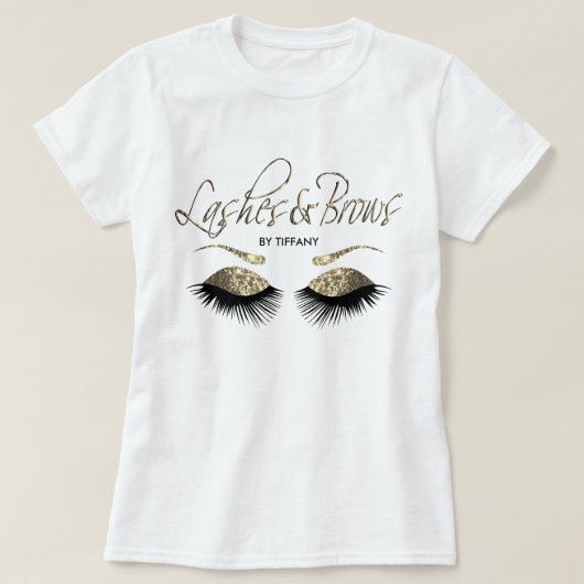 Lashes en Brows - Goud T-shirt (Design voorkant)