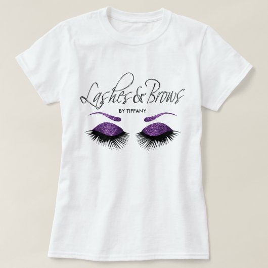Lashes en Brows - Paars T-shirt (Design voorkant)