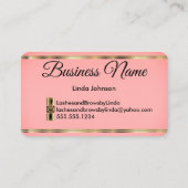 Lashes en Brows - Roze koraal Glitter Visitekaartje (Achterkant)