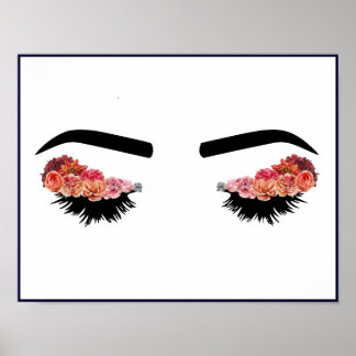 Lashes en Flowers Poster