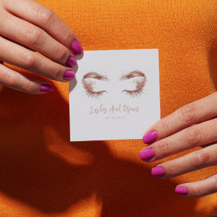 Lashes en wenkbrauwen Roze gouden glitter Vierkante Visitekaartje