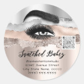 Lashes Extension Cosmetics Logo QR Code Ronde Sticker (Voorkant)