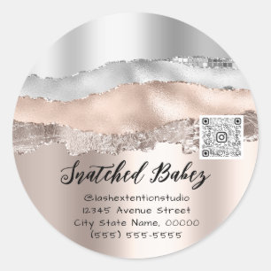 Lashes Extension Cosmetics Logo QR Code Strokes Ronde Sticker