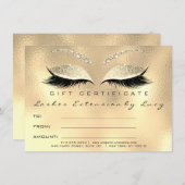 Lashes Extension Makeup Certificate Gift Gold (Voorkant / Achterkant)