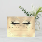 Lashes Extension Makeup Certificate Gift Gold (Staand voorkant)