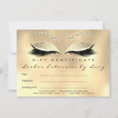 Lashes Extension Makeup Certificate Gift Gold (Voorkant)