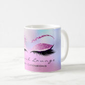Lashes Extension Makeup Studio Pink Ombre Glitter Koffiemok (Voorkant rechts)