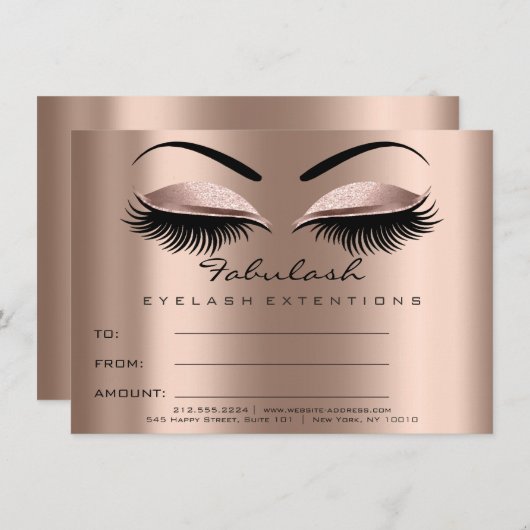 Lashes Extension Roos Lux Make-up Certificaat Cade Kaart (Voorkant / Achterkant)