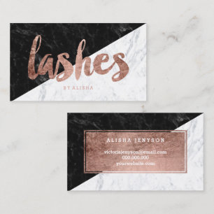 Lashes eye block faux roos gold typografie marmer visitekaartje