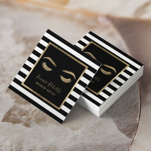 Lashes Eyelash Makeup Artist Modern Stripes Salon Vierkante Visitekaartje