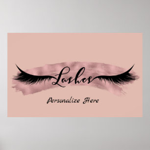 Lashes Eyelashes Roos Gold Blush Pink Beauty Salon Poster