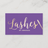Lashes Eyes Makeup Artist Modern Paars & Gold Visitekaartje (Voorkant)