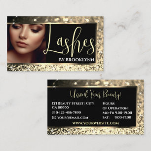 Lashes Fotosjabloon Gouden sprankelende glitter Visitekaartje