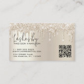 Lashes Glam Champagne Dripping Glitter Visitekaartje (Achterkant)