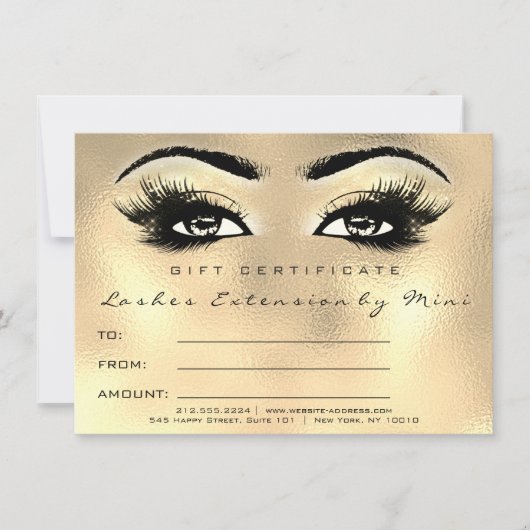 Lashes Glass Gold Makeup Certificate Cadeaus (Voorkant)