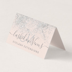 Lashes haar zilveren glitter pastel oog nazorg visitekaartjes