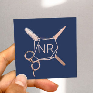 Lashes Hair Stylist Roos Gold Geometric Navy Blue Vierkante Visitekaartje