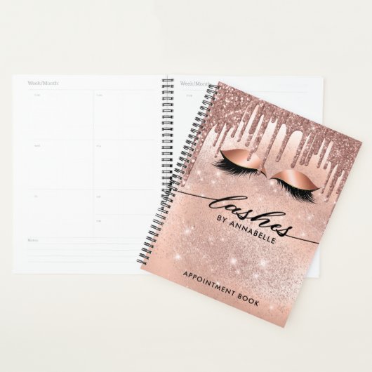 Lashes Livre de Rendez-vous Moderne Rose Gold (Devant avec enveloppe)