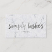 Lashes logo modern faux Silver-tekenmarmer Visitekaartje (Voorkant)