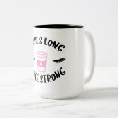 Lashes Long Coffee Strong Funny Pink Tweekleurige Koffiemok (Voorkant rechts)