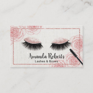 Lashes Makeup Artist Classy Linen  Floral Visitekaartje