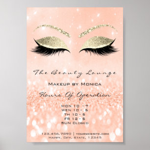 Lashes Makeup Artist Glitter Beauty Salon Peach Poster