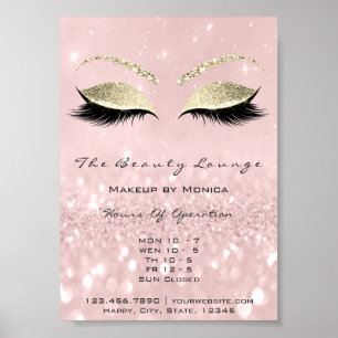 Lashes Makeup Artist Glitter Beauty Salon Roze Poster