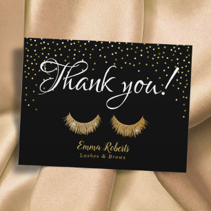 Lashes Makeup Artist Gold Confetti Hartelijk dank Briefkaart