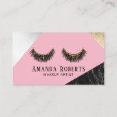 Lashes Makeup Artist Marble Silver Gold Pink Visitekaartje (Voorkant)