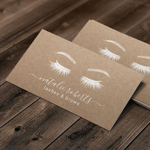 Lashes Makeup Artist Minimalist Rustic Kraft Visitekaartje