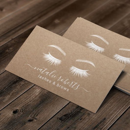 Lashes Makeup Artist Minimalist Rustic Kraft Visitekaartje