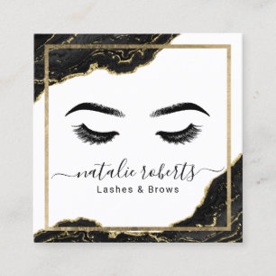 Lashes Makeup Artist Modern Black Gold Salon Vierkante Visitekaartje