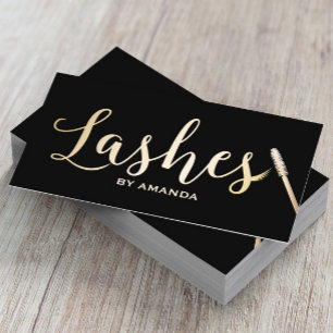 Lashes Makeup Artist Modern Black & Gold Visitekaartje