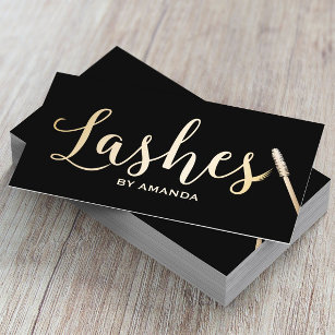 Lashes Makeup Artist Modern Black & Gold Visitekaartje