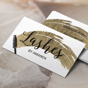 Lashes Makeup Artist Modern Gold Brush Strokes Visitekaartje