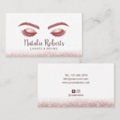 Lashes Makeup Artist Roos Gold Glitter Visitekaartje (Voorkant / Achterkant)