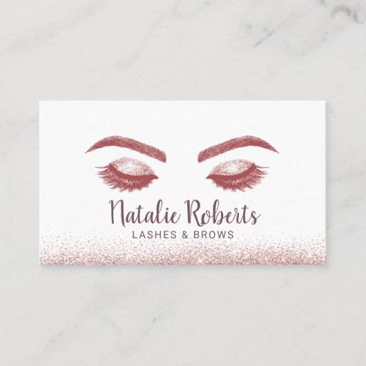 Lashes Makeup Artist Roos Gold Glitter Visitekaartje (Voorkant)