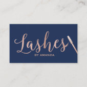 Lashes Makeup Artist Roos Gold Script Navy Blue #2 Visitekaartje (Voorkant)