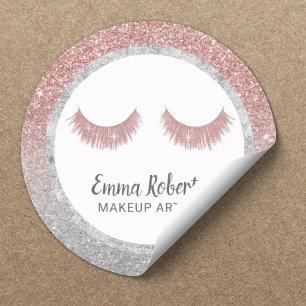 Lashes Makeup Artist Roos Gold & Silver Glitter Ronde Sticker