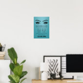 Lashes Makeup Artist Salon Openuren Blauwgroen Poster (Thuiskantoor)