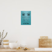 Lashes Makeup Artist Salon Openuren Blauwgroen Poster (Keuken)
