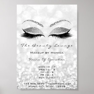 Lashes Makeup Artist Silver Beauty Salon Glitter Poster