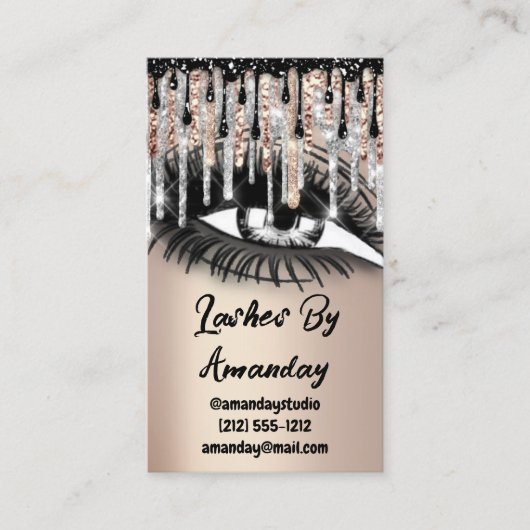 Lashes Makeup Black Drift QR Code Logo Roos Gold Visitekaartje (Voorkant)